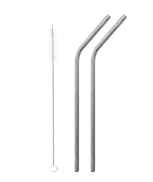 Edelstahl Trinkhalme, Set 2 Trinkhalme und 1 Bürste